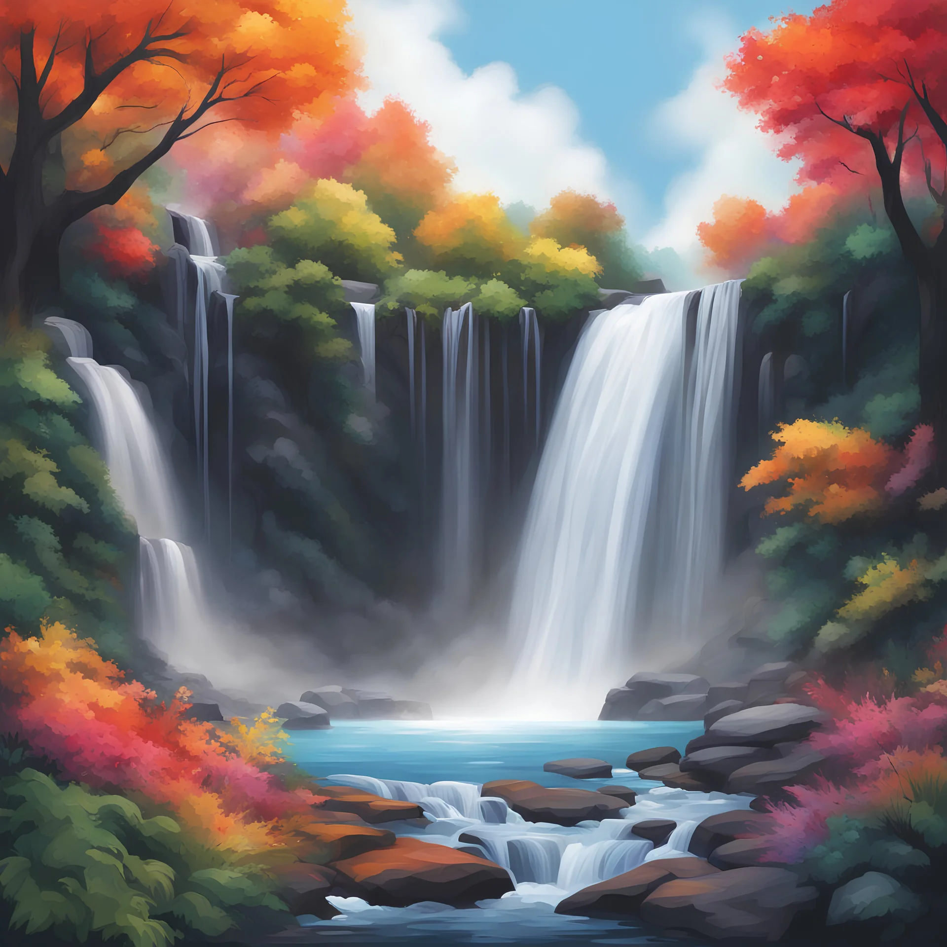 Create landscape waterfall colour and colour background