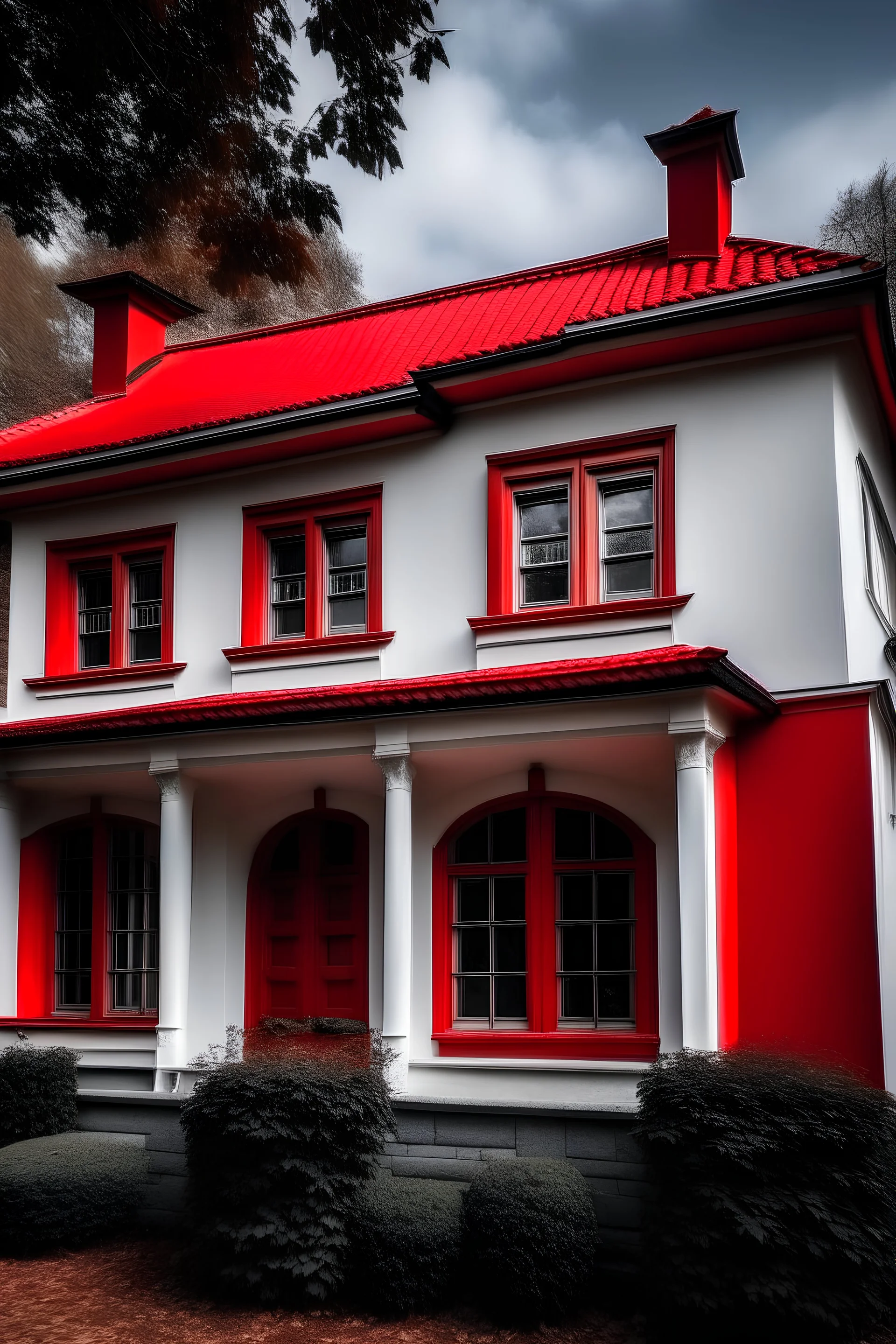 בית גדול עם חלון אדום