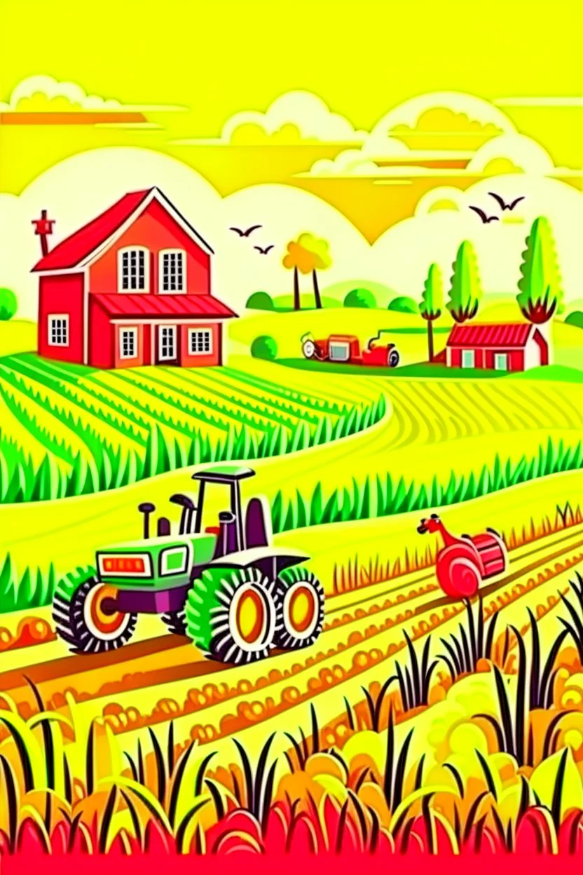 hand painted modern farming cartoon poster