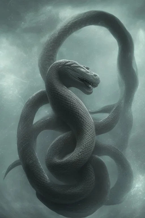 Full body photography of an ethereal Jörmungandr the world snake, water theme art, Dark moody night atmosphere, by Michelangelo, 8K, high body details, anatomically perfect body, oak tree roots,