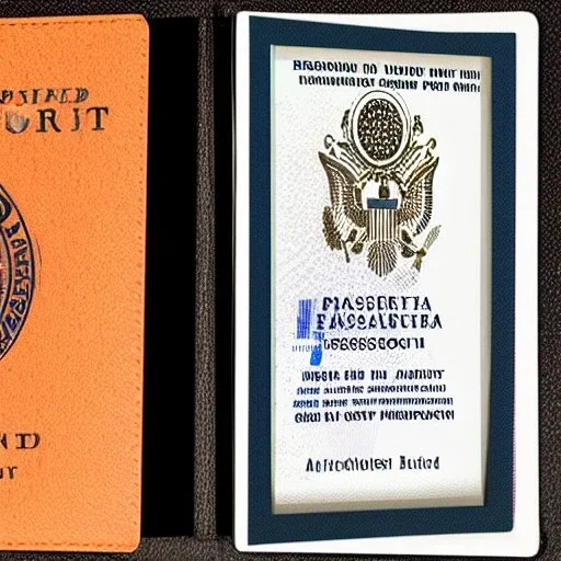 full view of a vector image, United States passport card with photo of person, transparent background.