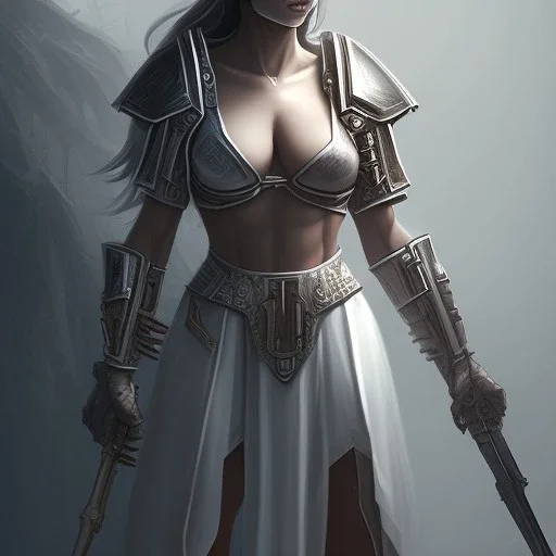 fantasy setting, female goliath, white dress