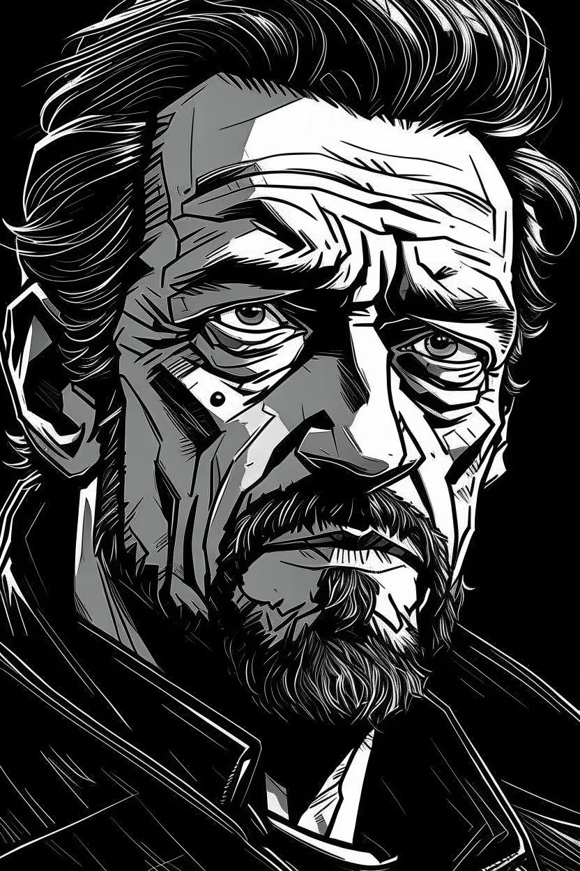 portrait markus antonius black comic style