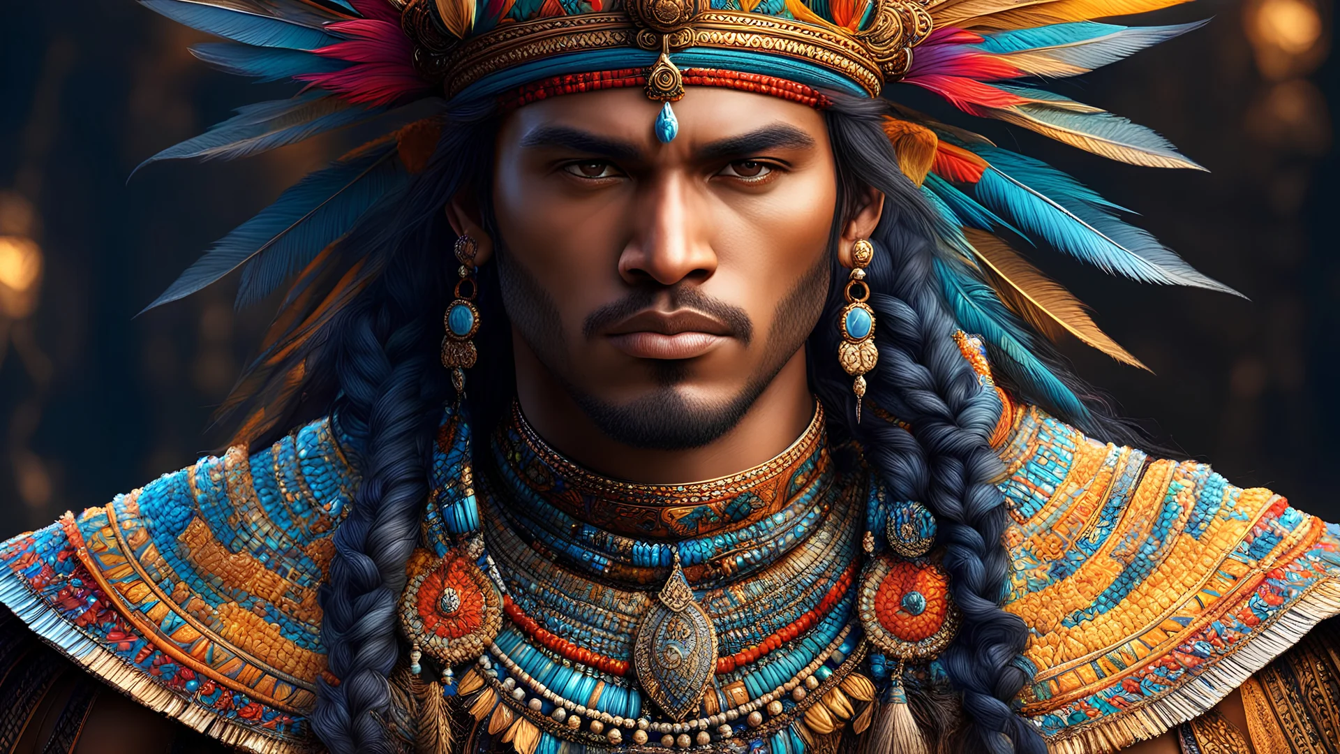 Tribal Prince, ultra hd, realistic, vivid colors, highly detailed, UHD drawing, pen and ink, perfect composition, beautiful detailed intricate insanely detailed octane render trending on artstation, 8k artistic photography, photorealistic concept art, soft natural volumetric cinematic perfect light