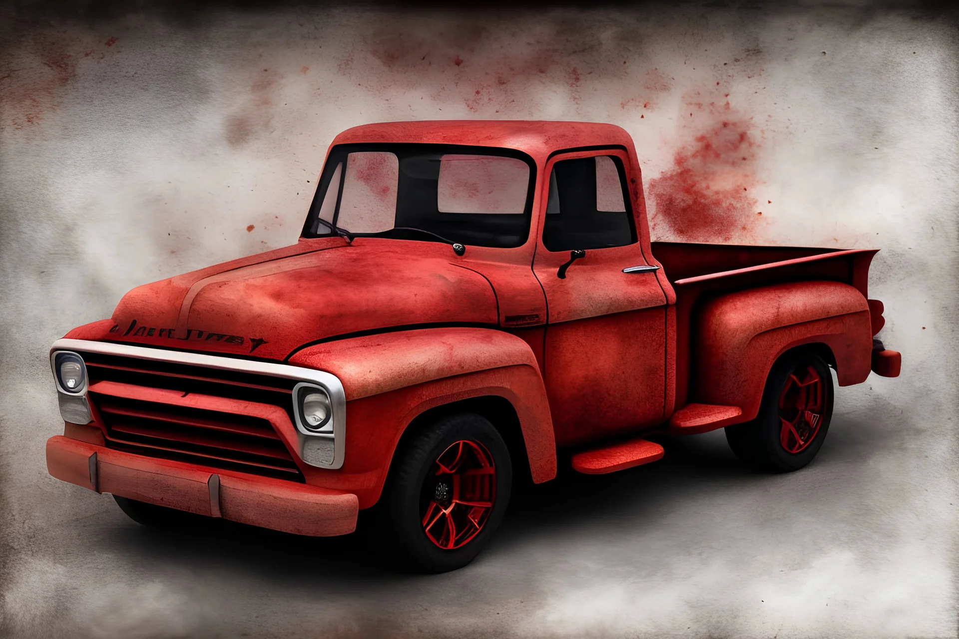Watercolor red pickup truck isolated on white background, 8k , cinematic