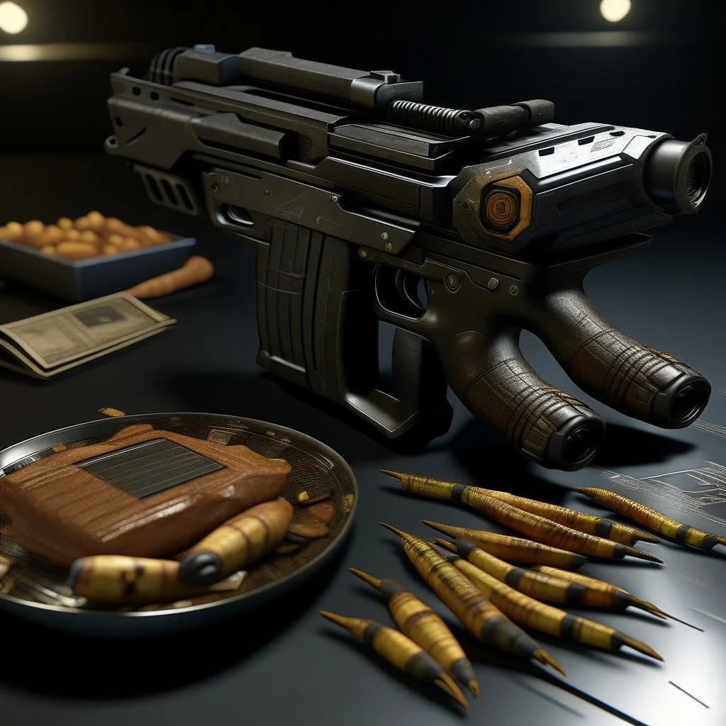 szakalak with chips lays and cyperpunk gun