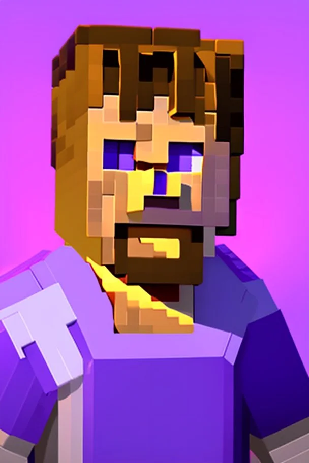 a portrait of a purple Minecraft guy, 2d, large pixel style