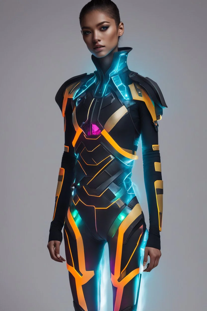 futuristic clothing with glowing and colorful details