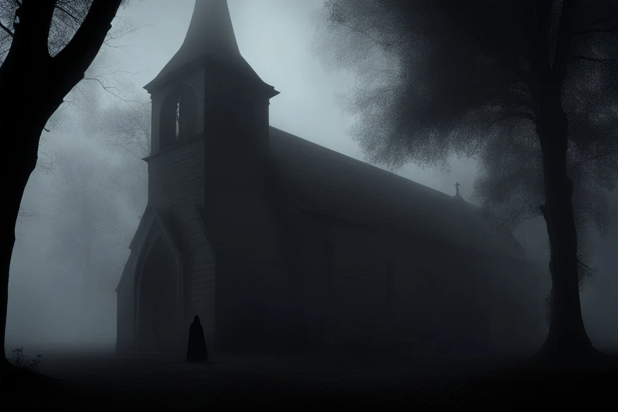 { "prompt": "A creepy, old church in the middle of a foggy, deserted town. The doors are ajar, and a pale, ghostly figure stands in the doorway, staring out into the fog. The atmosphere is dark and eerie, filled with a sense of foreboding.", "size": "1792x1024" }