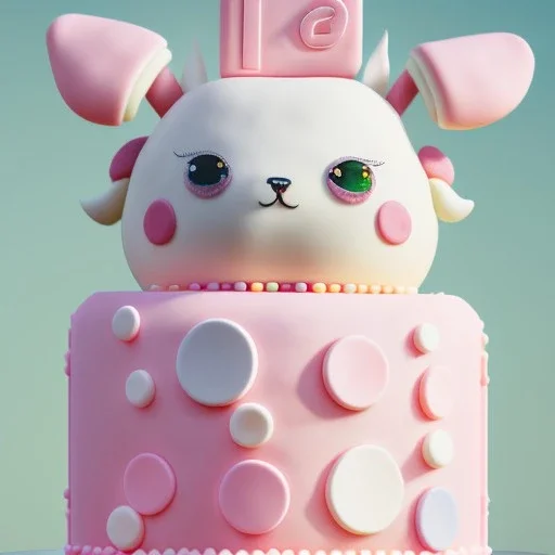 pastel pink kawaii cake