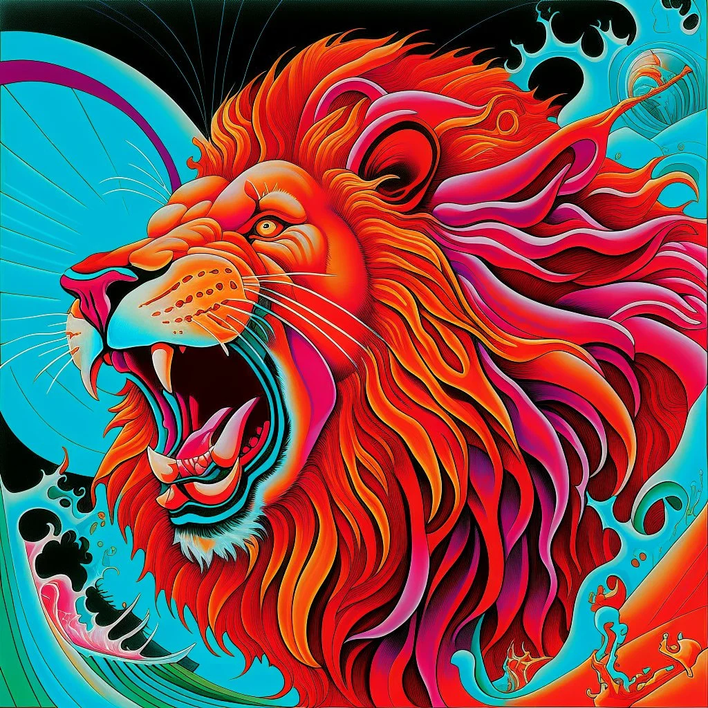 as valiant as the lion, churlish as the bear, neo surrealism, by Gerald Scarfe, hypersurreal fantastical detailed 3D artwork, deep color, intricate detail, splash screen, complementary colors, trending on DeviantArt