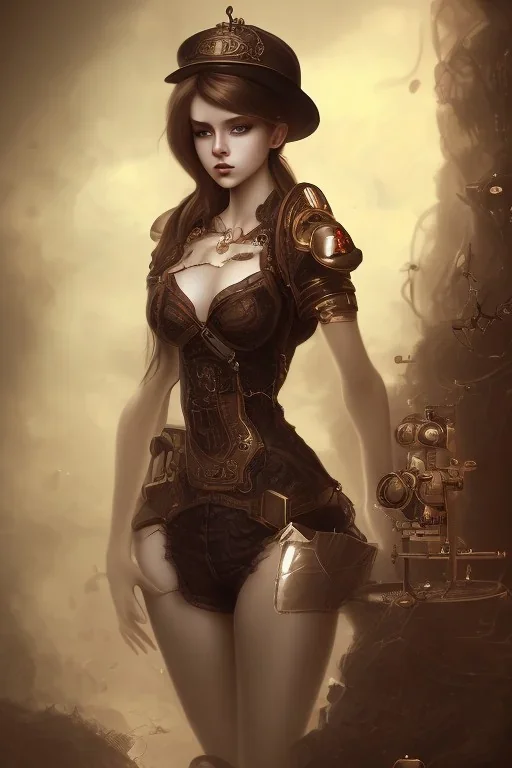 cute steampunk girl body hell end solitary darkness sad