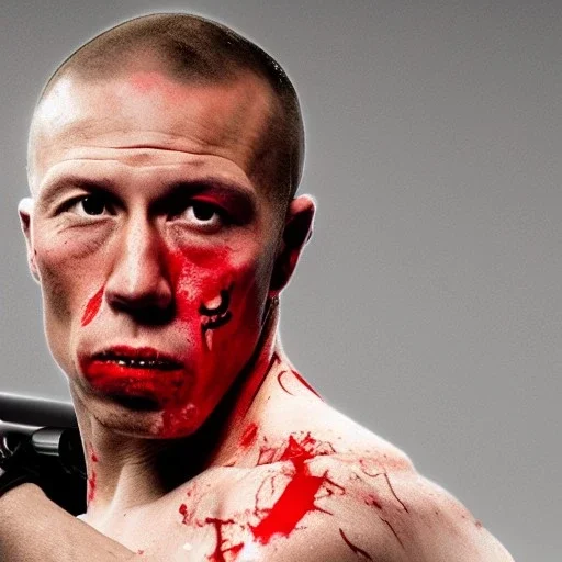 Georges st pierre with a shotgun in a zombie apocalypse context