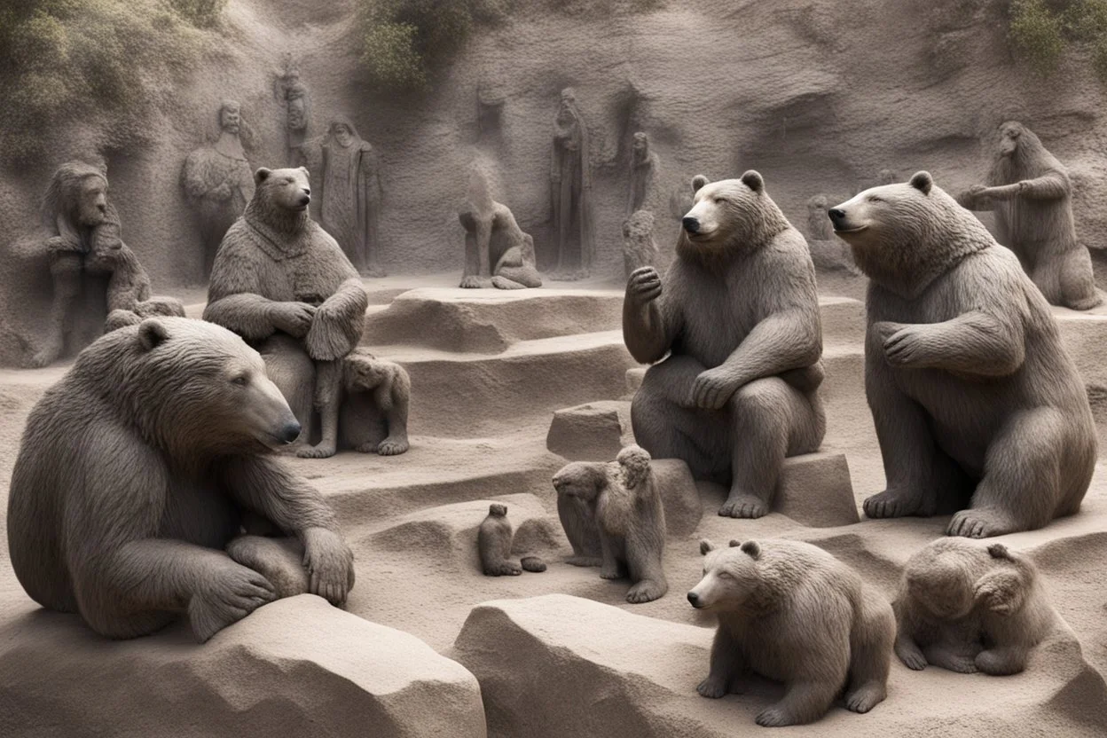 archeologists discovering bear people worshipping statues and idols