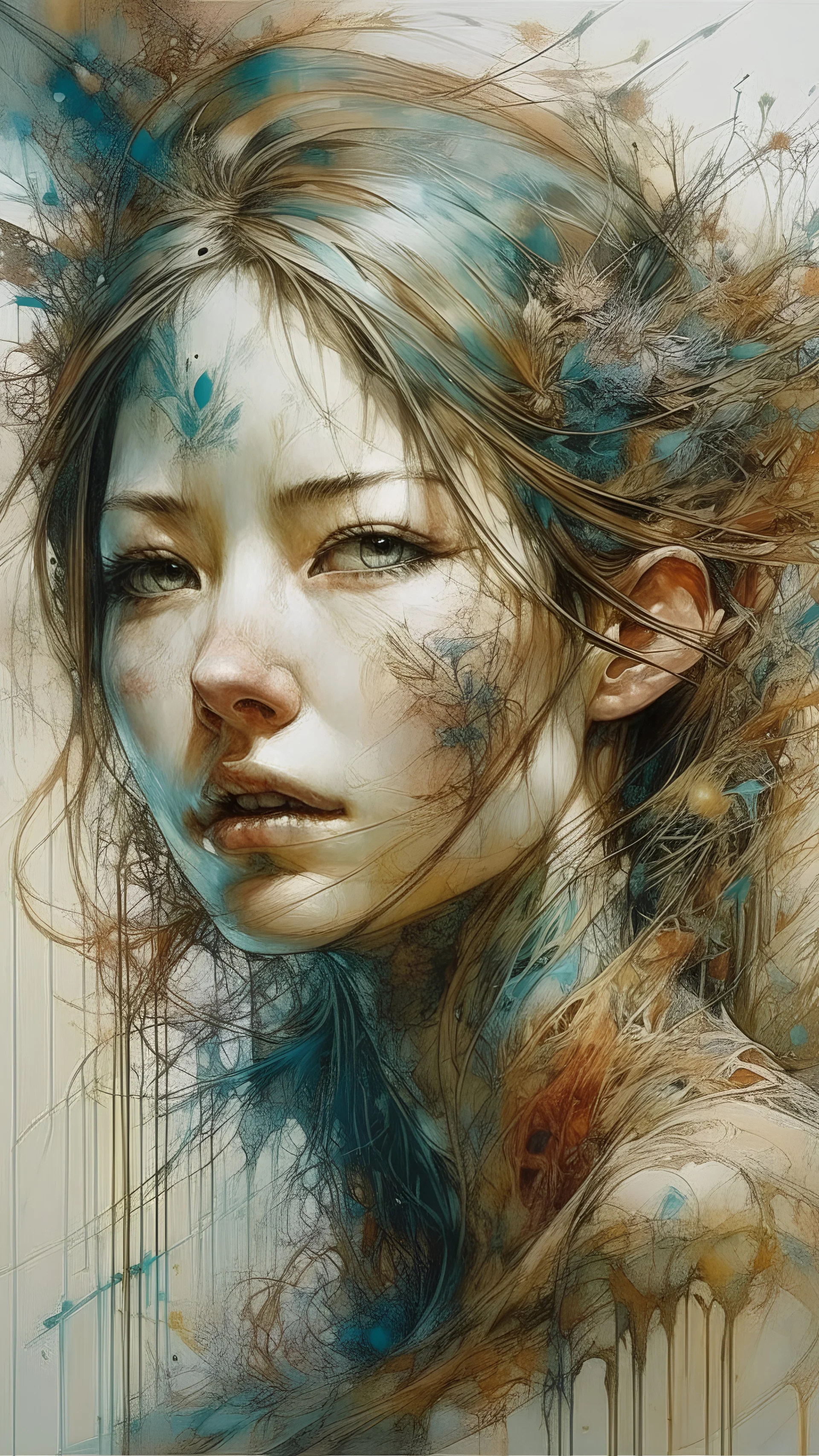 oil painting (medium), (carne griffiths:1.3), (yuko shimizu:1.2) You have a lot of very good works. Mt fuji、morning glorand、Dynamic landscapes、midwinter、a picture、realisitic