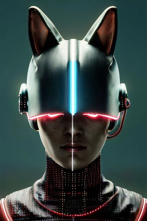 Medium Close Up Portrait, Front image. cyberpunk, rabbit mask, teenager, asian woman, cyber helmet head. Cotton dress. Red, black, color. Steampunk style. renaissance ornaments, Color background, photo studio. Front image, highly detailed, concept art, smooth, unreal engine 5, ray tracing, RTX, lumen lighting, ultra detail, volumetric lighting, 3d, finely drawn, high definition, high resolution.