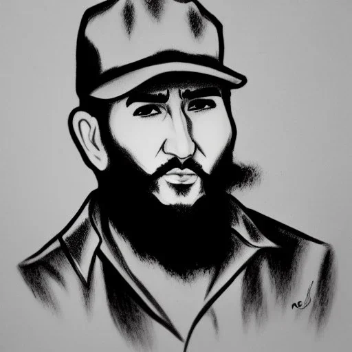 Fidel Castro dibujo anime blanco y negro