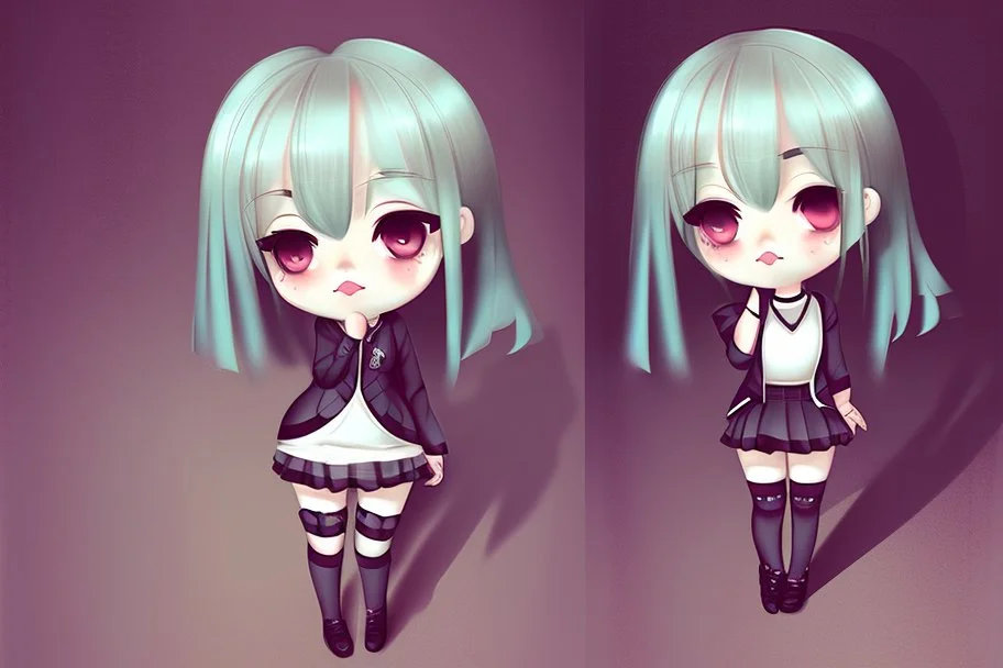 cute sad lonely chibi girl