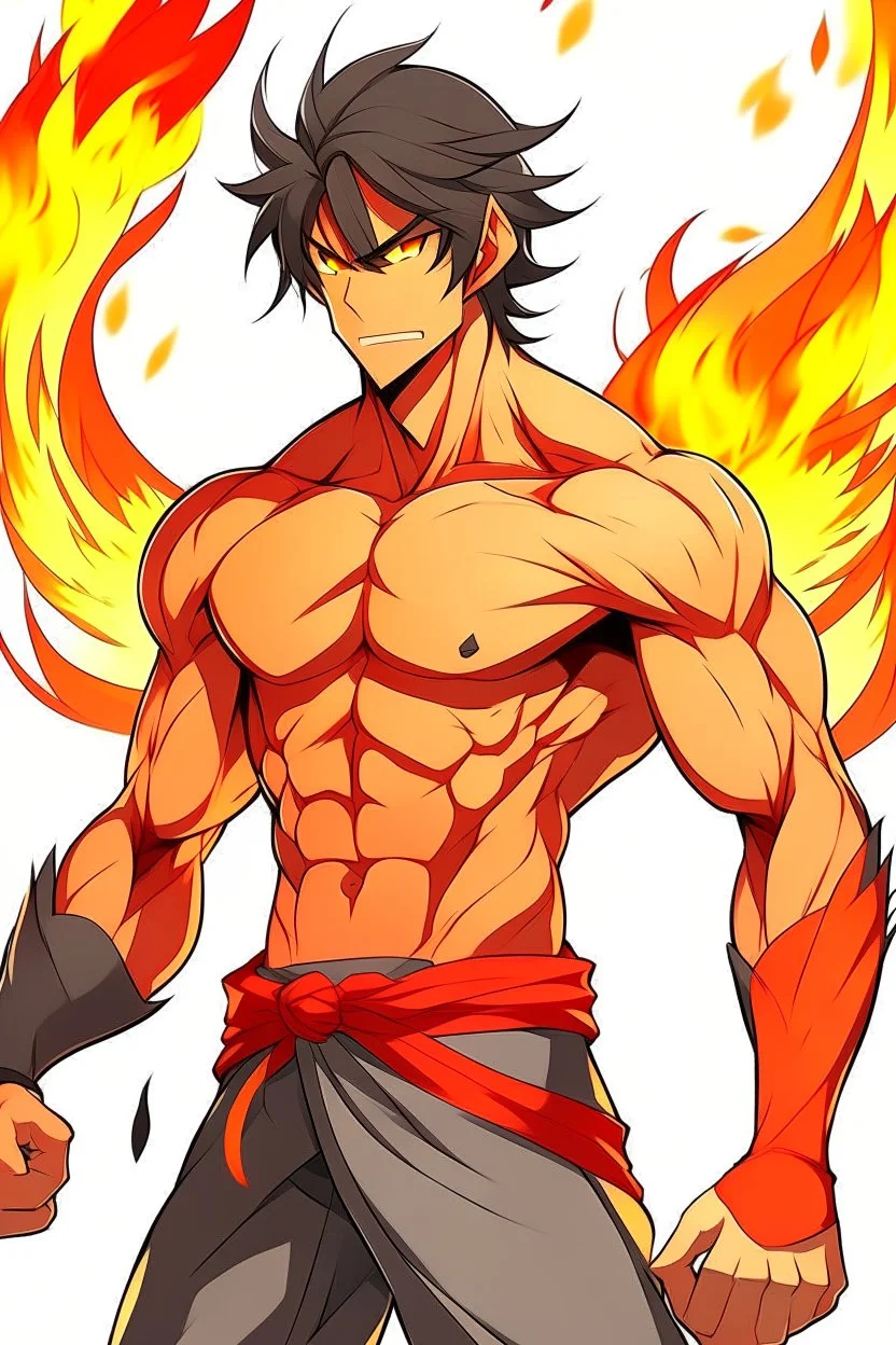 The same photo anime with medium muscles ,katana sword