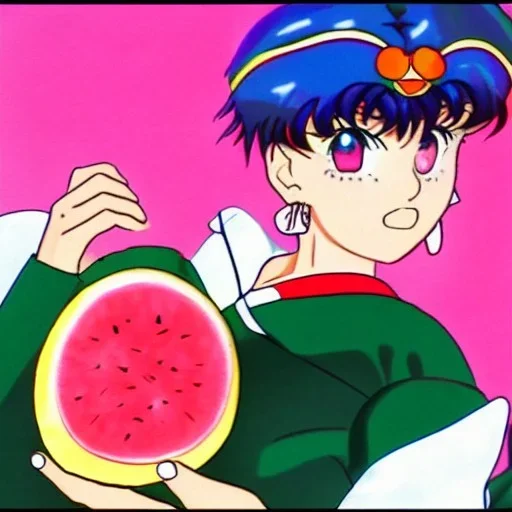 Sailor Moon eating watermelon, anime