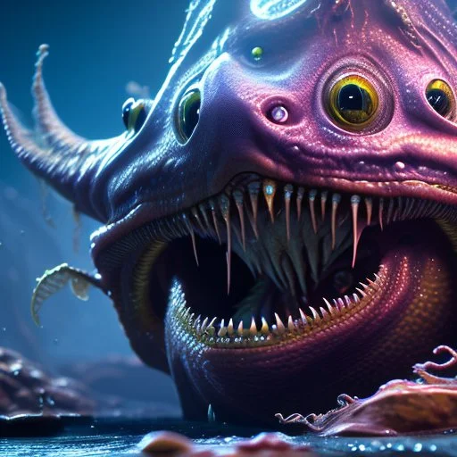 fluid ink angler fish creature, unreal engine 5, 8k resolution, photorealistic, ultra detailed