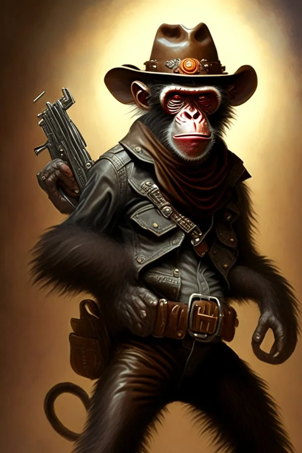 bounty hunter monkey cowboy with pistols