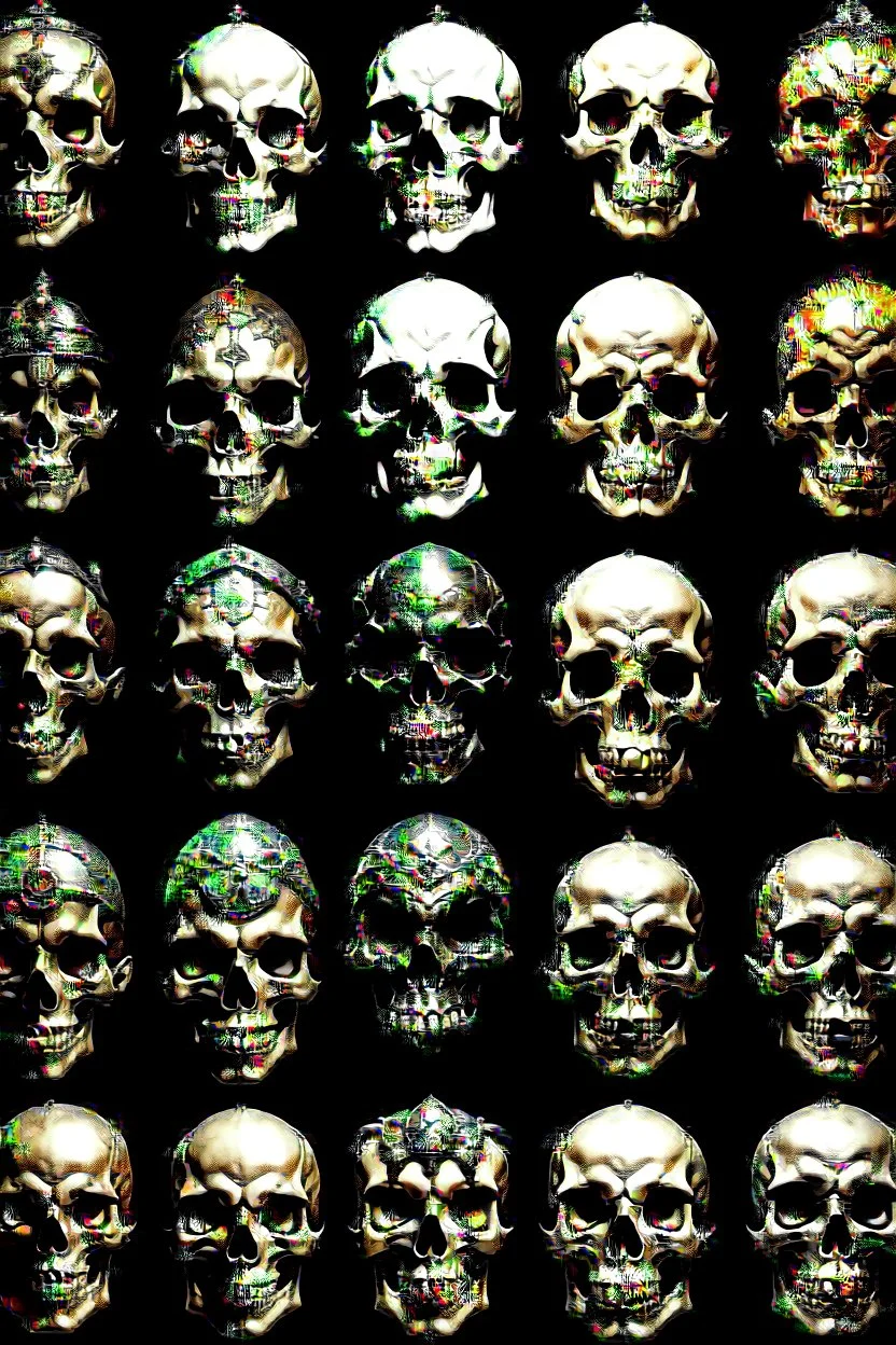 faces of the ultimate tribunal done with skulls