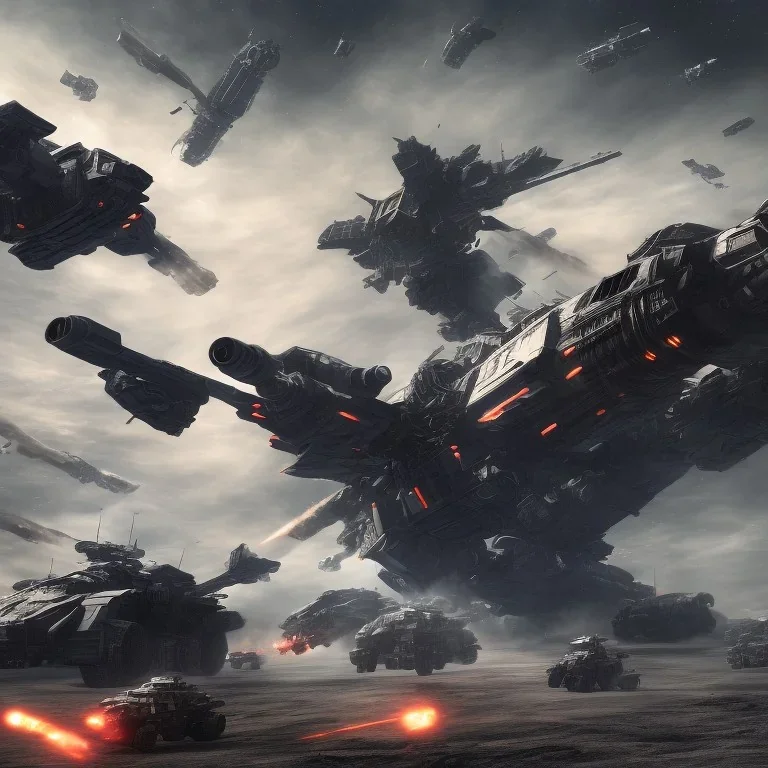 Armored Core fight another Armored Core fly in the sky in the desert with beside the ocean where you can see the space in the sky with twilight on the horizon, 4k resolution