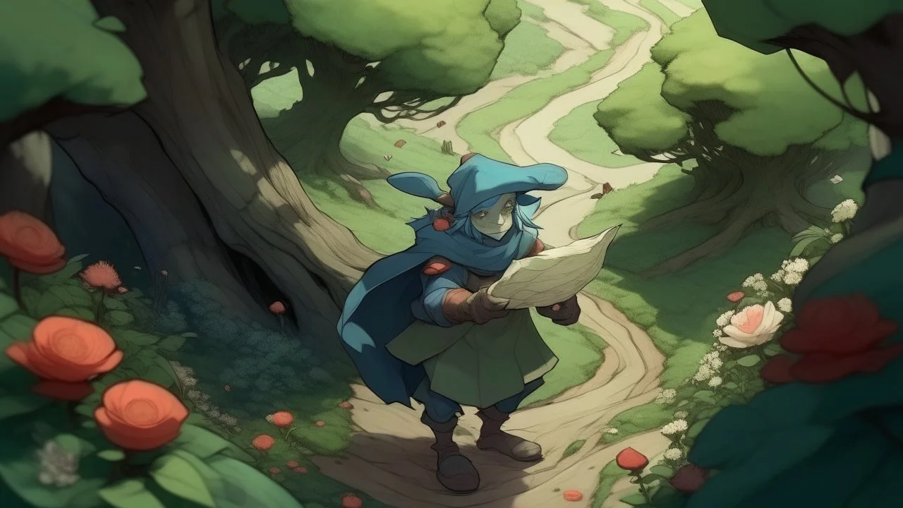 In the spring season, which grows with hope and blooms with colors, the hero heads to the place where the witch lives, which is shrouded in mystery and secrecy. Soft clay penetrates and vegetation rises in character around it, snaking between huge trees that seem to hold ancient secrets. The hero is shown holding a handy map, moving confidently in the footsteps of the mysterious witch. The trees begin to give up their thoughts, revealing the mystery of the place with their fallen leaves. The bi