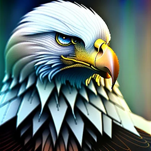 portrait of an eagle, feathers, extremely sharp detail, finely tuned detail, ultra high definition, 8k, unreal engine 5, ultra sharp focus, winter ambiance, snowy mountains