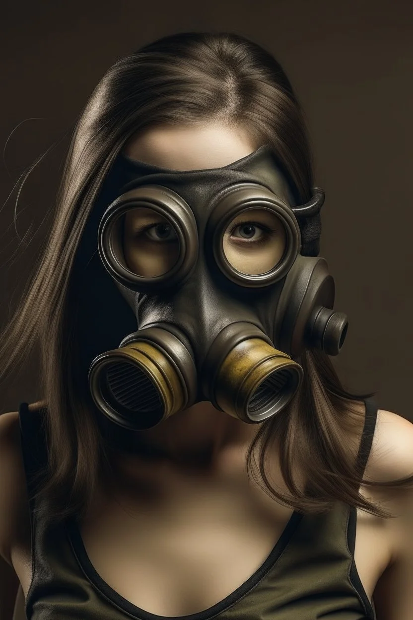 Woman with gas mask