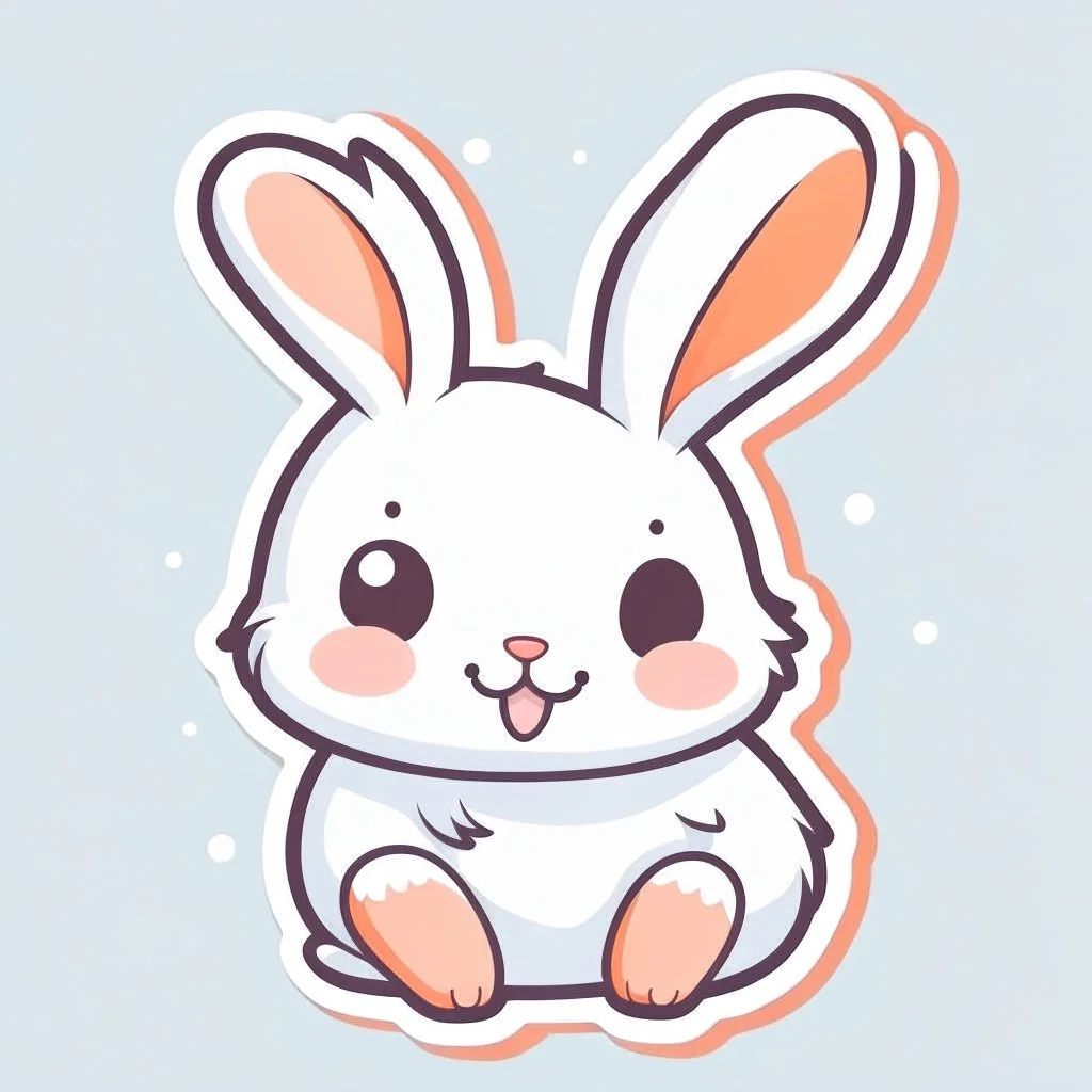 cute rabbit sticker template