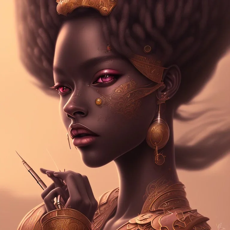 sango fantasy, fantasy magic, intricate, sharp focus, illustration, highly detailed, digital painting, concept art, matte, masterpiece head sexy African beauty black afro nose hair space lady space