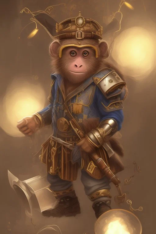 cute steampunk monkey with wings