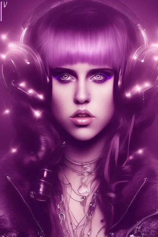 danish singer mø, high light , purple tones, steampunk