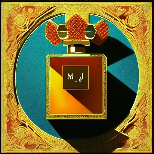 a painting of a square perfume bottle, highly detailed