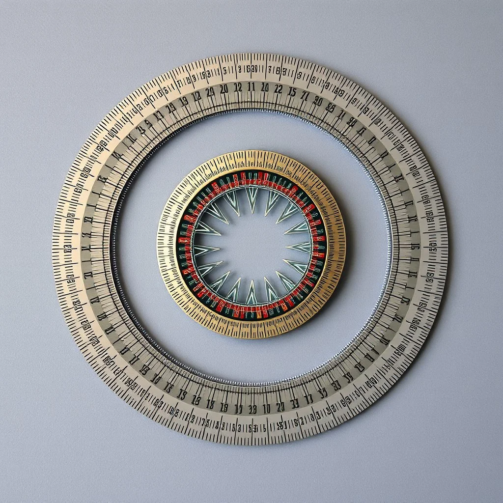 3d Kaleidoscope recursive made of a metallic random color ribon circle ring turning many timesSpirograph drawing Kaleidoscope Ruler Set Geometry Ruler Math Roulette Drawing Tool Learning in side of a bigger circle with random points in first circle making line art,blue gray tema background