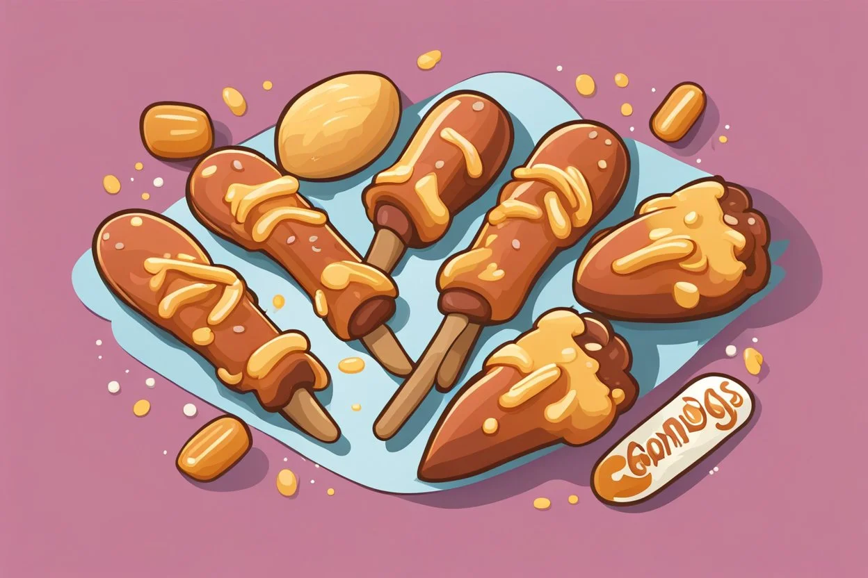 corndogs in a clean vector cartoon style