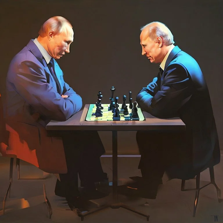 Putin, President Xi Of China And Joe Biden Play Chess With A Pigeon,Ufo And Atomic Bomb Mushroom Cloud,Complex Surgical Instruments Intermixed With A Newborn Boy,Minimalism,Painting By Adrian Ghenie,Rene Magritte,Pablo Picasso,Michelangelo,Salvador Dali,Lucian Freud