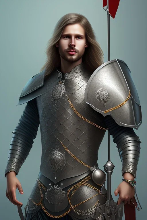 portrait, Norman, shield, full body, chain mail, 8k resolution