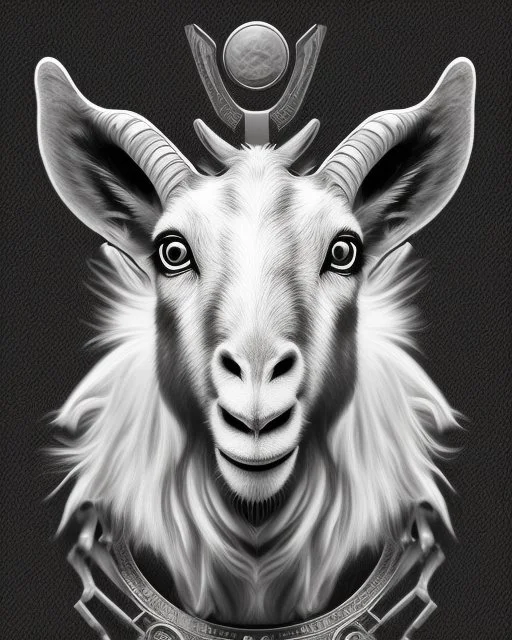 I want a goat head in vector black and white white background