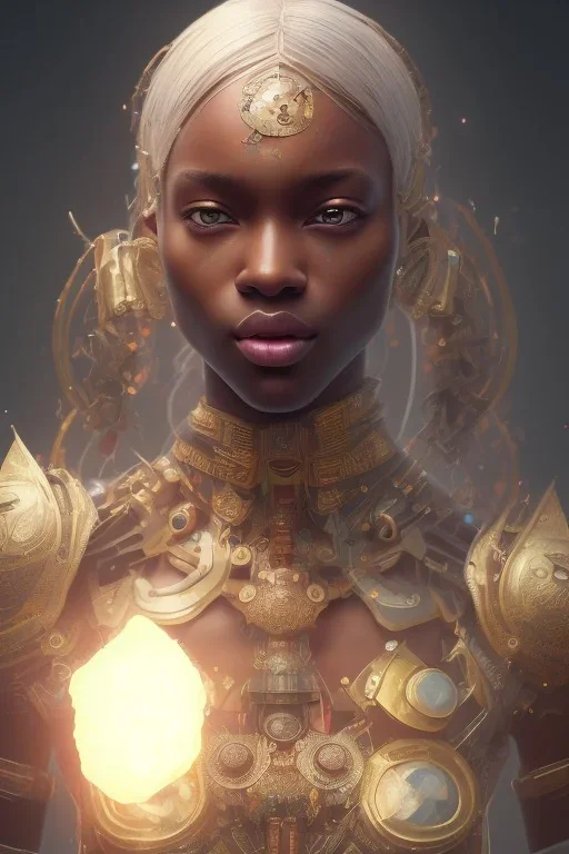 girl, cute, beautiful, makeup, dark skin, head and shoulders portrait, 8k resolution concept art portrait by Greg Rutkowski, Artgerm, WLOP, Alphonse Mucha dynamic lighting hyperdetailed intricately detailed Splash art trending on Artstation triadic colors Unreal Engine 5 volumetric lighting