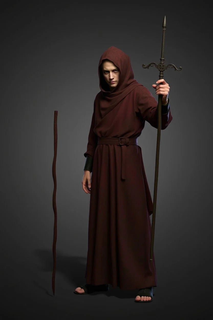 young russian monk for a horror , silent hill style, 3d model, t-pose, full length