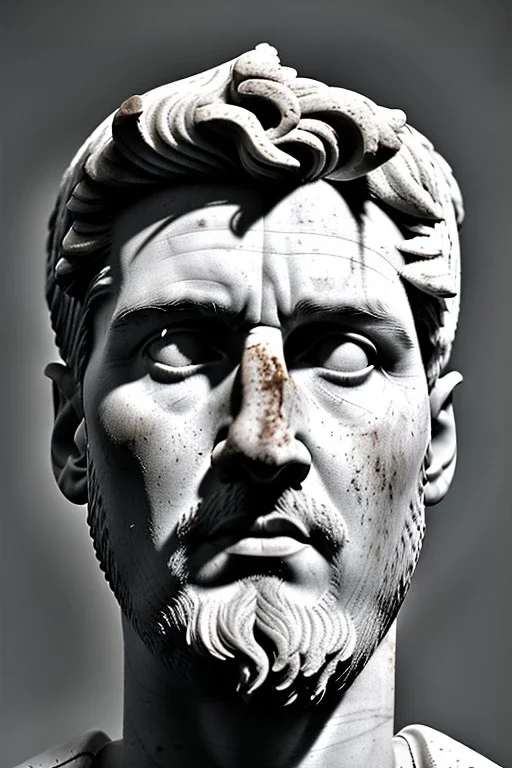 Ultra Realistic image, roman sculpture, white marble material, Lionel Messi, Caesar emperor Laurel crown, miguel angel style, chisel style, emperador, waist up portrait, epic, celestial, cinematic lighting, God light, god rays, 4k resolution, smooth details, ornate details, soft lighting, unreal engine 5, sky and clouds background.