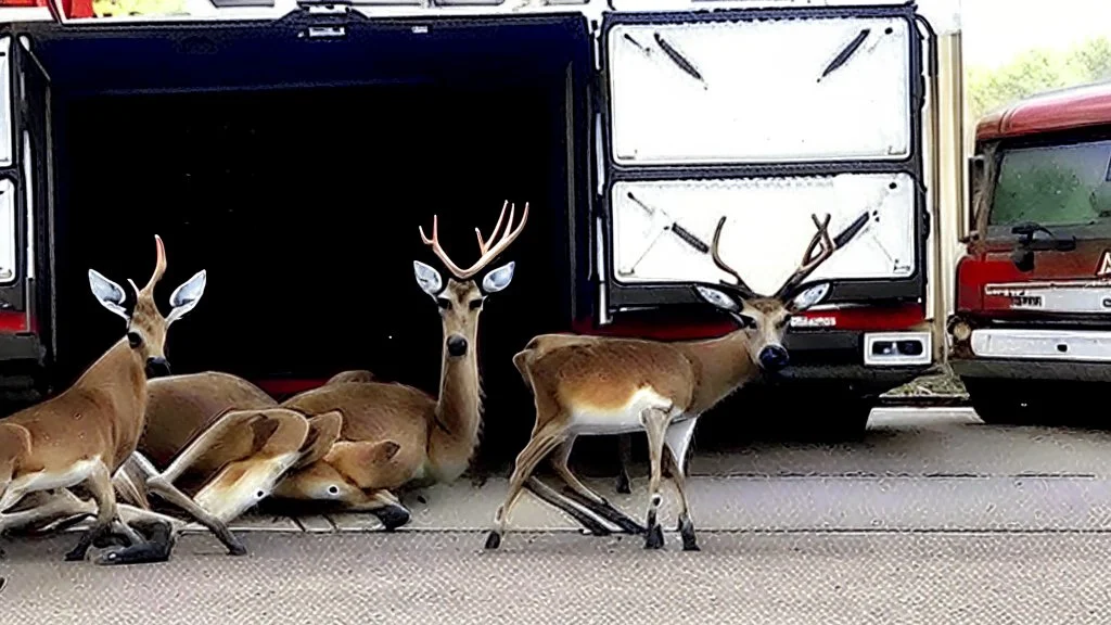 the deceased deer's family raids the moving truck company that hit their fawn