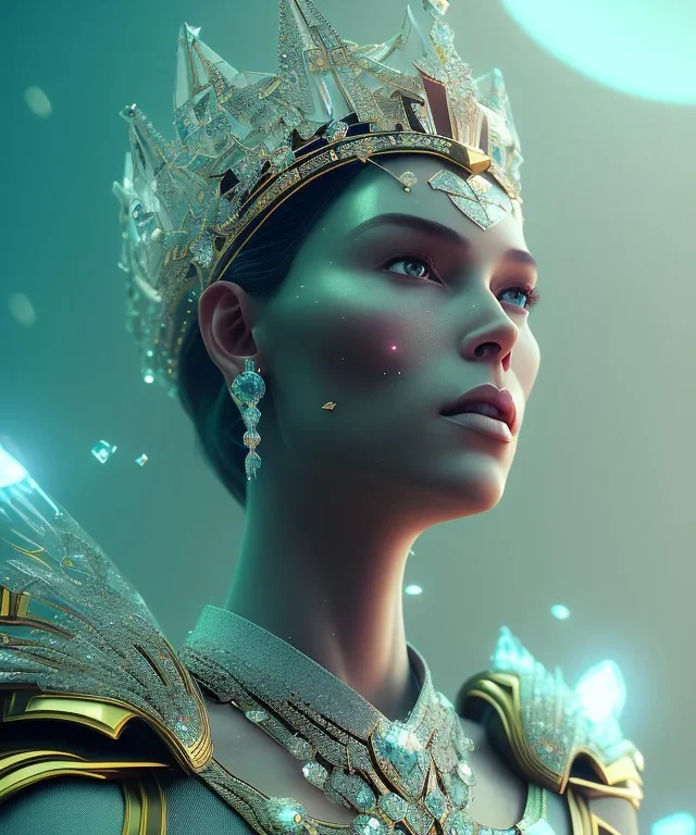 A portrait of a crystalised queen, atmospheric, realistic, unreal engine, cinematic lighting, octane render.