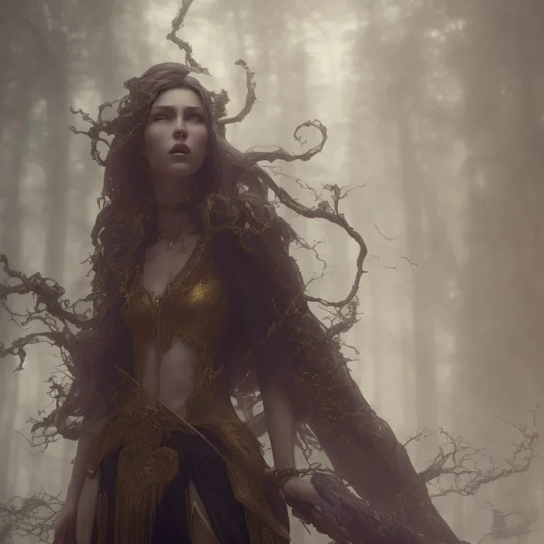 Fantasy portrait of a beautiful witch in Avatar (film) by Greg Rutkowski, Song Choi, Mitchell Morehauser, Masij Cucciara, Johnson Ting, Maxim Verheen, Peter Koenig, 8k photorealistic, cinematic lighting, HD, high detail, dramatic, atmospheric, Popular art station