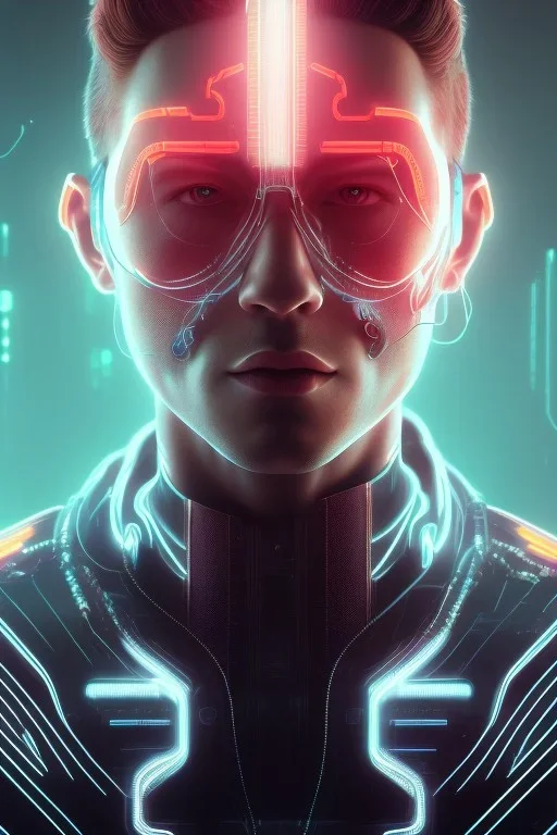 cyberpunk, head, men, portrai, tron