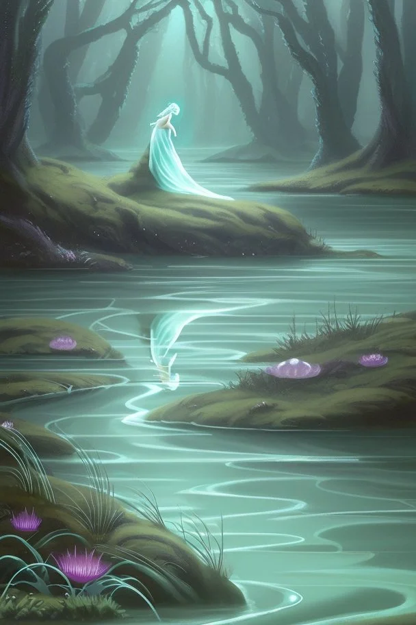 With a deep breath, dearie Fiona let herself be embraced by the water's embrace, her form becoming one with its liquid embrace. The feeling was ethereal, as if the lake itself was a conduit to another realm. She glided with a fluid grace, her movements a reflection of the dance she and Deery had shared in the forest. As the water enveloped her, Fiona's hair fanned out like strands of moonlit silver, creating an otherworldly halo around her. Her skin seemed to shimmer with a natural radiance