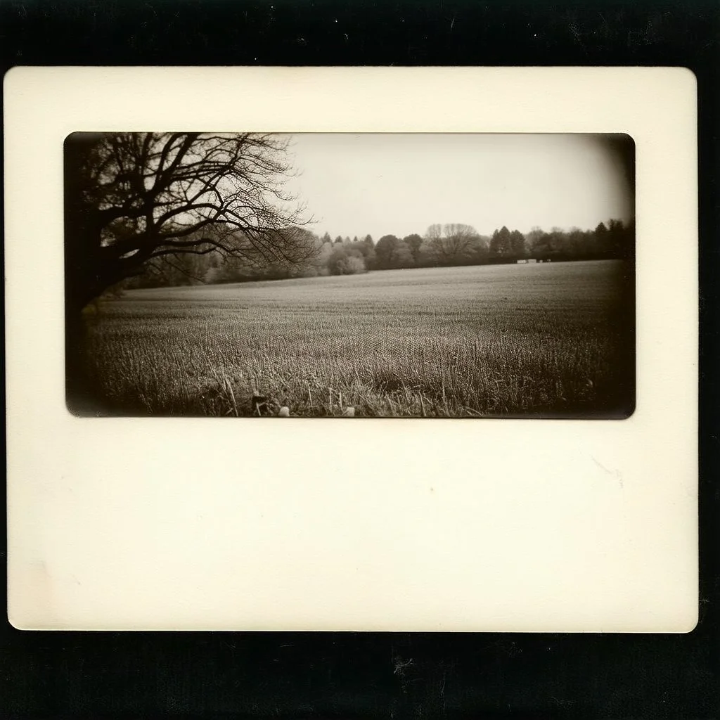 Photograph frame old landscape odd creepy grey obsessive nostalgia weird old postcard landscape 1950